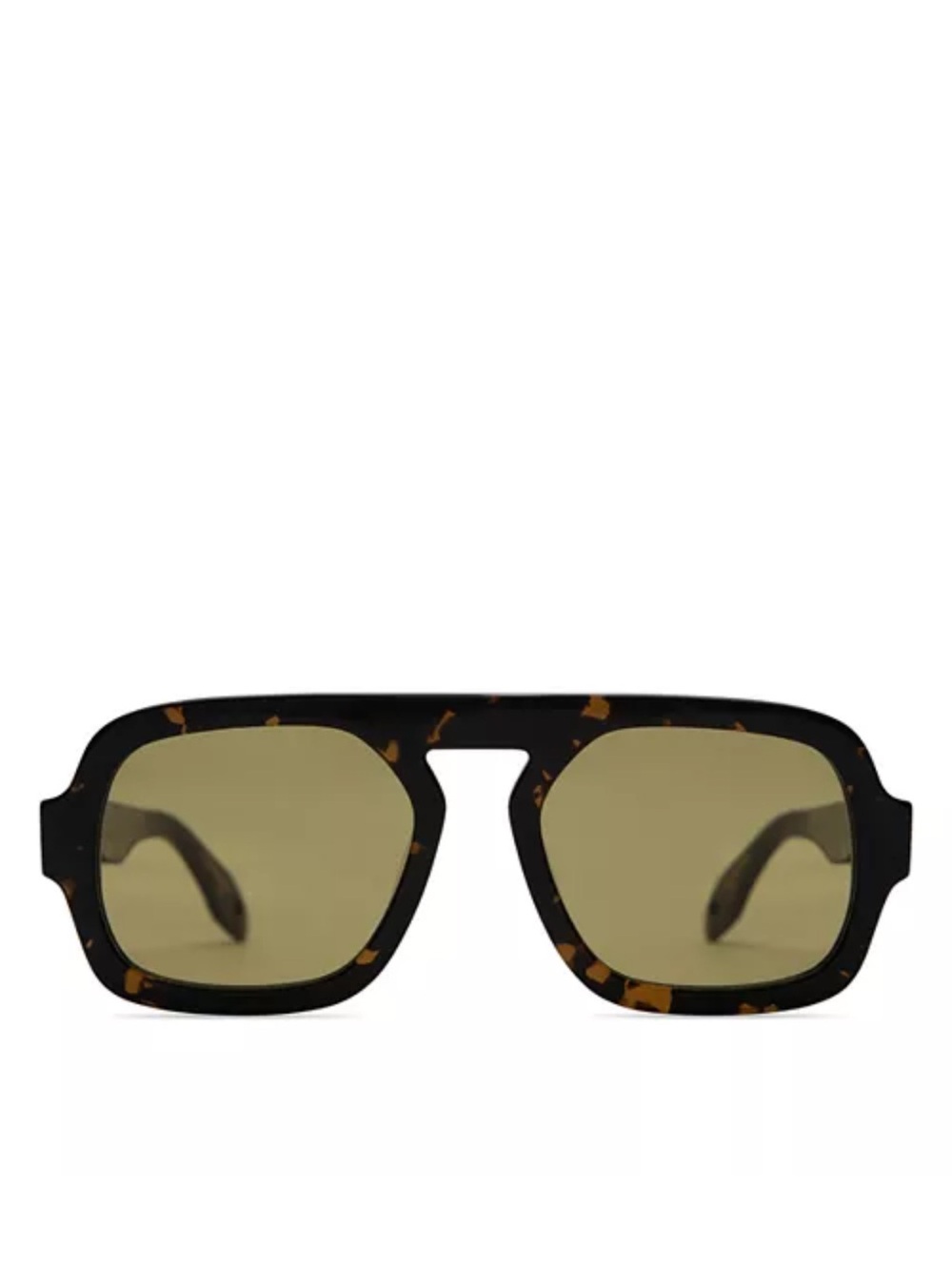 Tortoiseshell Frame Sunglasses with Green Lenses - Women's
